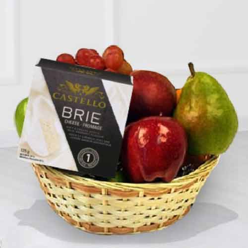 Gourmet Basket of Cheese and Fruits