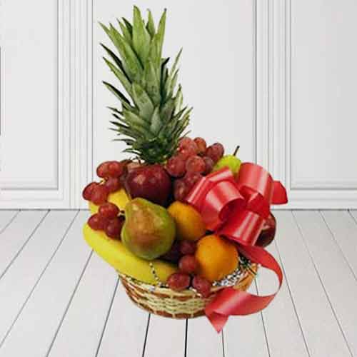 Fresh Seasonal Fruits Basket with Pineapple