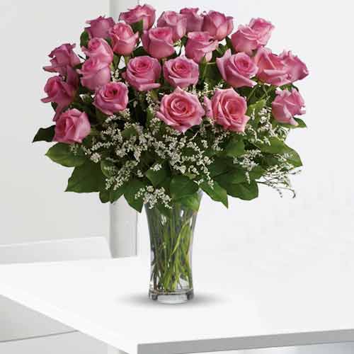 Graceful Bouquet of 24 Pink Roses