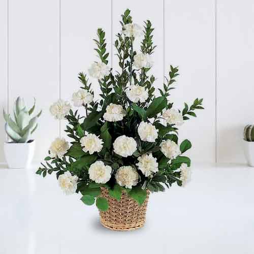 Arrangement of 16 White Carnations