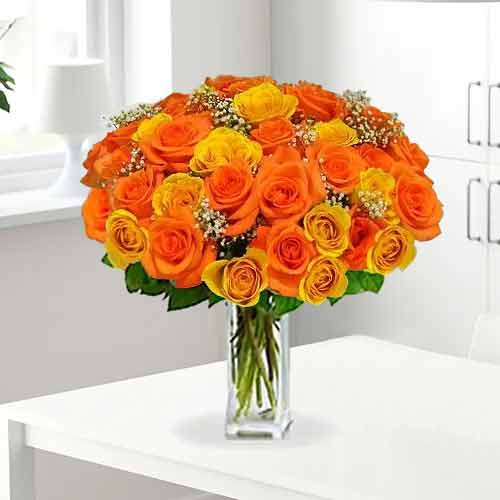 Bouquet of 36 Long Stemmed Orange Roses