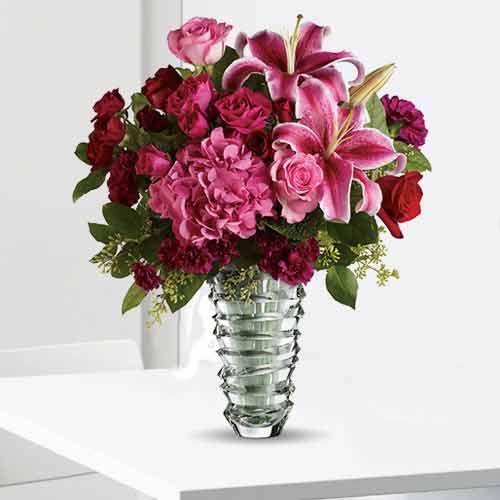 Bouquet of Pink and Red Flowers