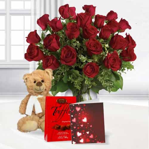 24 Long Stem Red Roses Combo Gift  