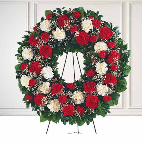 Traditional Red and White floral Wreath