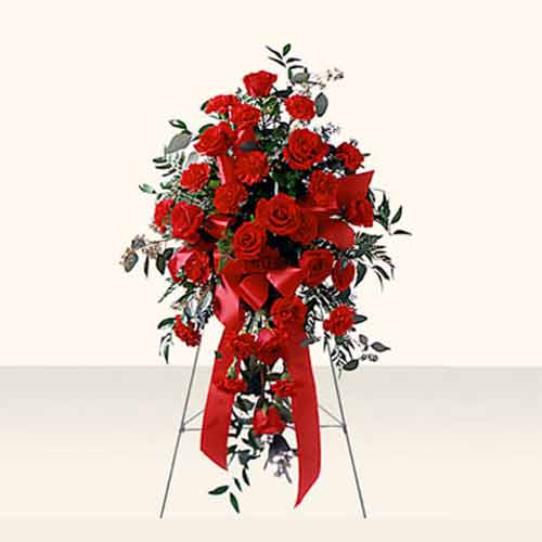 36 Red Roses Funeral Flowers on Standing Spray