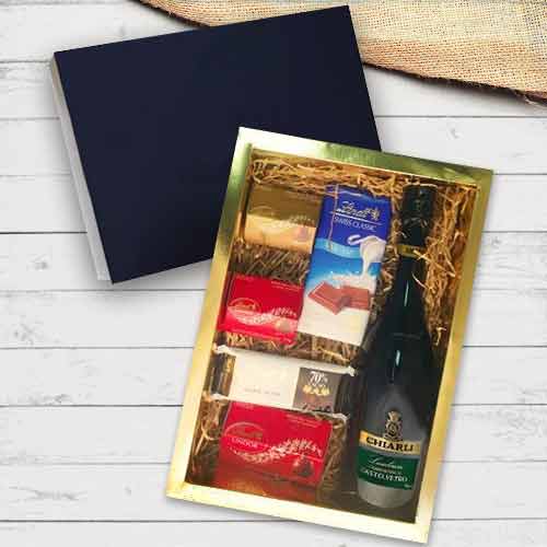 Sparkling Lindt Chocolate and Wine Gift Box