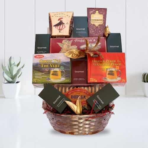 Dainty Gift Basket of Tea and Treats