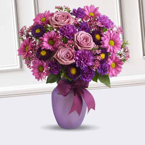 Bouquet of Lavender Rose and Purple Flowers