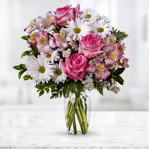 Delightful Array of Pink and White Flower Bouquet