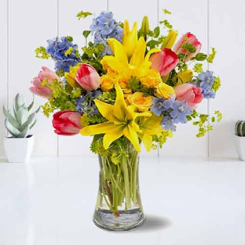 Bouquet of Bright Assorted Spring Flowers